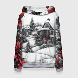 Женская толстовка Бело-красное новогоднее настроение