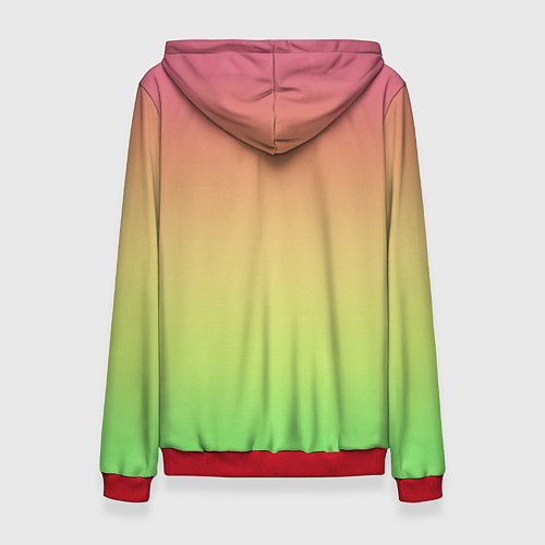 Женская толстовка Градиент заря розово-зелёный / 3D-Красный – фото 2