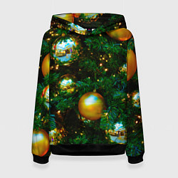 Женская толстовка Новогодние украшения на ветках