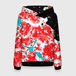 Женская толстовка Сине красная абстракция на чёрном фоне