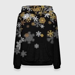 Женская толстовка Снежинки объемные золотистые