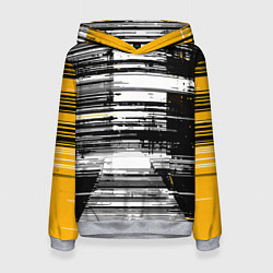 Женская толстовка Горизонтальные чёрные линии на бело-жёлтом фоне
