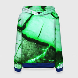 Женская толстовка Трещины на абстрактном зелёном фоне