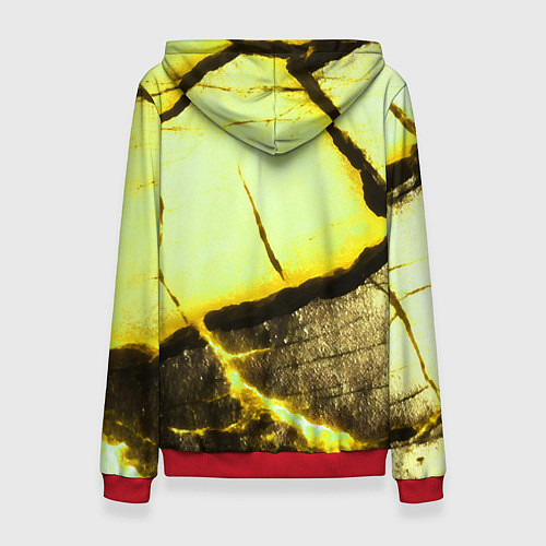 Женская толстовка Трещины на абстрактном жёлтом фоне / 3D-Красный – фото 2