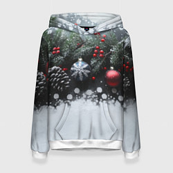 Женская толстовка Елочные игрушки и снег