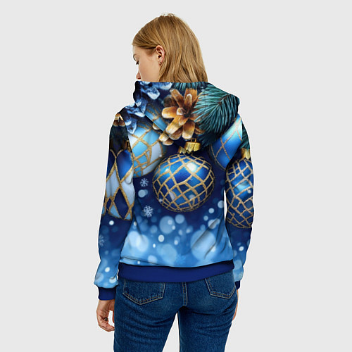Женская толстовка Синие новогодние шары / 3D-Синий – фото 4