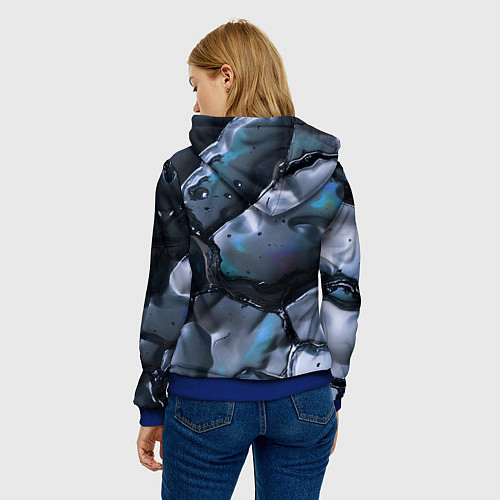 Женская толстовка Жидкая субстанция серая / 3D-Синий – фото 4