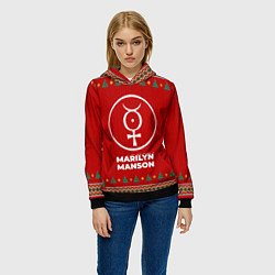 Толстовка-худи женская Marilyn Manson new year, цвет: 3D-черный — фото 2