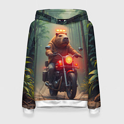 Женская толстовка Байкер капибара в джунглях