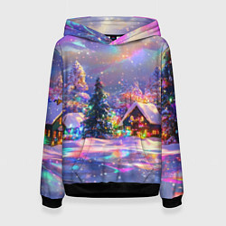 Женская толстовка Дух рождества - зимние домики