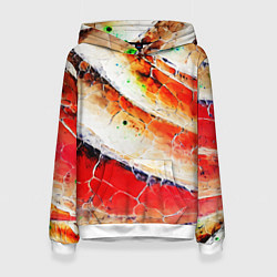 Женская толстовка Красно-белая волнистая абстракция
