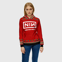 Толстовка-худи женская Nine Inch Nails new year, цвет: 3D-черный — фото 2