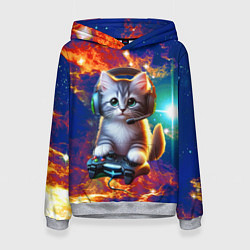 Женская толстовка Удивительный мир котёнка игромана