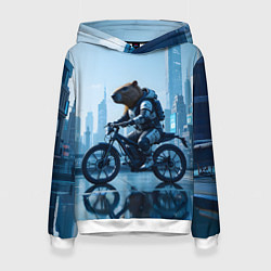 Женская толстовка Капибара мотоциклист