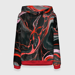 Женская толстовка Красно-чёрный мрамор