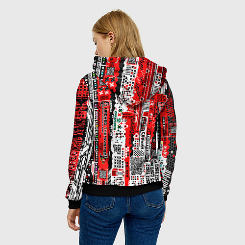 Женская толстовка Киберпанк паттерн красный / 3D-Черный – фото 4