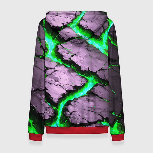 Женская толстовка Треснувший камень зелёный / 3D-Красный – фото 2