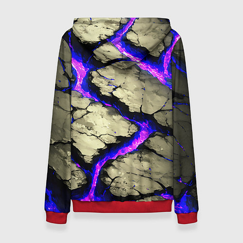 Женская толстовка Треснувший камень фиолетовый / 3D-Красный – фото 2
