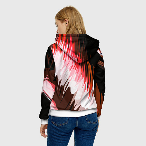 Женская толстовка Красно-белая абстракция на чёрном фоне / 3D-Белый – фото 4