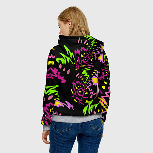 Женская толстовка Яркие абстрактные круги-зигзаги / 3D-Меланж – фото 4