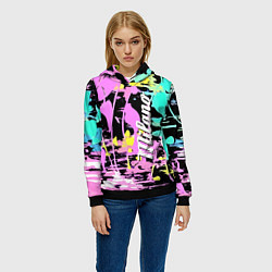 Толстовка-худи женская Color expressive abstraction - Milano, цвет: 3D-черный — фото 2