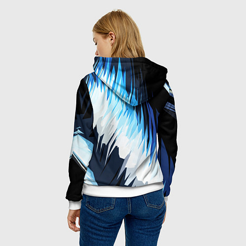 Женская толстовка Бело-синие острые полосы / 3D-Белый – фото 4