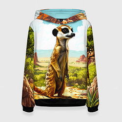 Женская толстовка Сурикат в саванне