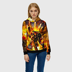 Толстовка-худи женская Дэдпул и Росомаха при взрыве, цвет: 3D-черный — фото 2