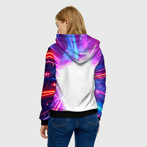 Женская толстовка Орел в неоновых огнях / 3D-Черный – фото 4