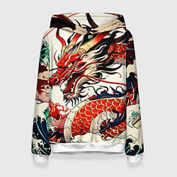 Женская толстовка Красный дракон в японском стиле ирезуми