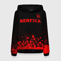 Толстовка-худи женская Benfica - red gradient посередине, цвет: 3D-черный