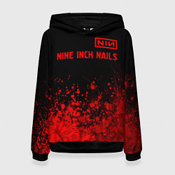 Толстовка-худи женская Nine Inch Nails - red gradient посередине, цвет: 3D-черный