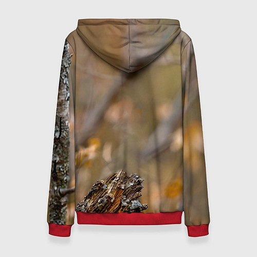 Женская толстовка Дятел в лесу / 3D-Красный – фото 2