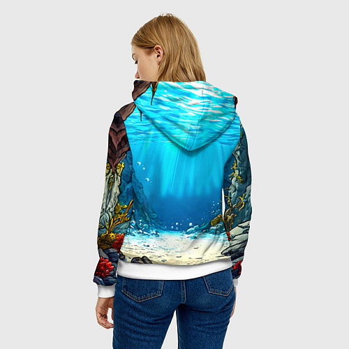 Женская толстовка Акула в океане / 3D-Белый – фото 4