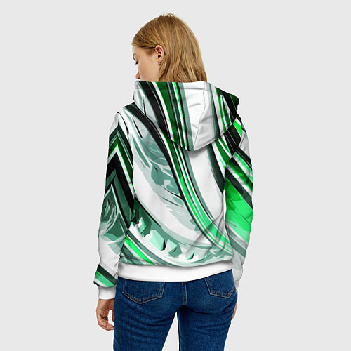 Женская толстовка Волнистая бело-зелёная абстракция / 3D-Белый – фото 4
