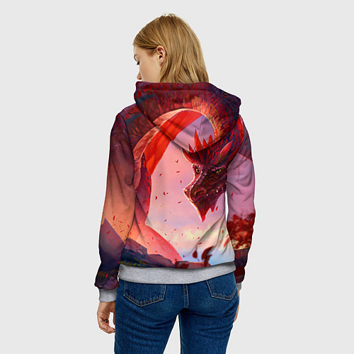 Женская толстовка Дракон красный мифический / 3D-Меланж – фото 4