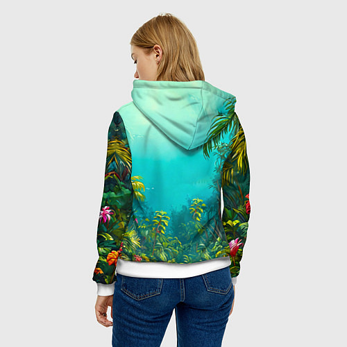 Женская толстовка Фламинго в джунглях / 3D-Белый – фото 4