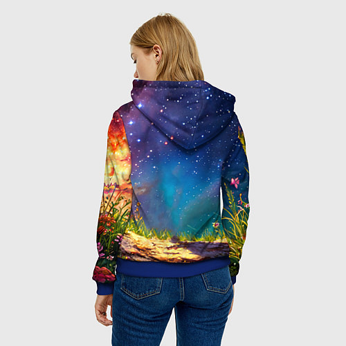 Женская толстовка Богомол и звездное небо / 3D-Синий – фото 4