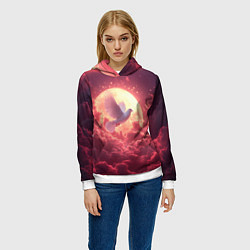 Толстовка-худи женская Голубь на фоне луны, цвет: 3D-белый — фото 2