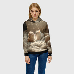 Толстовка-худи женская Белые милые котята, цвет: 3D-черный — фото 2