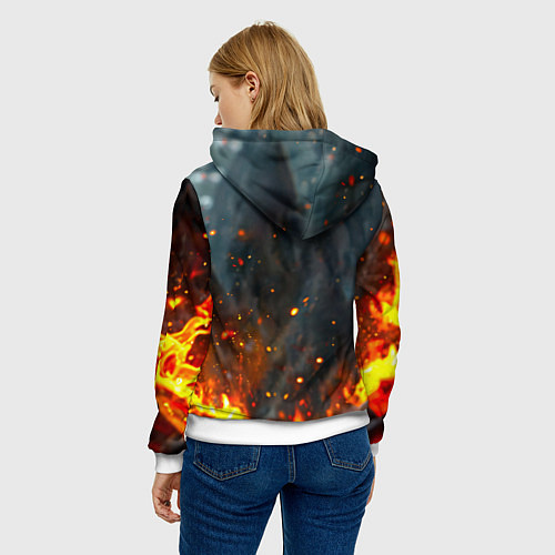 Женская толстовка Лисичка в огне / 3D-Белый – фото 4