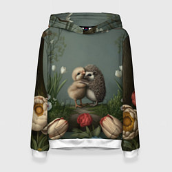 Женская толстовка Ежик и цыпленок обнимаются