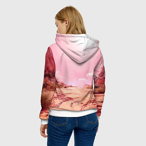 Женская толстовка Верблюд в розовой пустыне / 3D-Белый – фото 4
