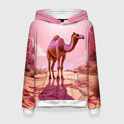Женская толстовка Верблюд в розовой пустыне