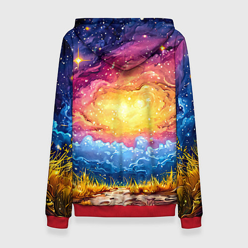 Женская толстовка Олень и космическое небо / 3D-Красный – фото 2