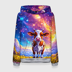 Женская толстовка Коровка и звездное небо