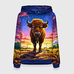 Женская толстовка Буйвол в звездной ночи