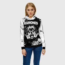 Толстовка-худи женская Ramones рок пес, цвет: 3D-черный — фото 2