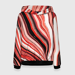 Женская толстовка Волнистые вертикальные чёрно-красные полосы