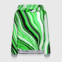 Женская толстовка Волнистые вертикальные чёрно-зелёные полосы